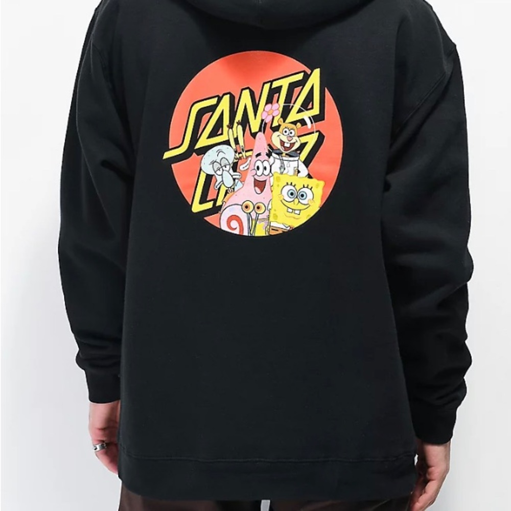 NWOT sponge Bob Santa cruise hoodie mens large